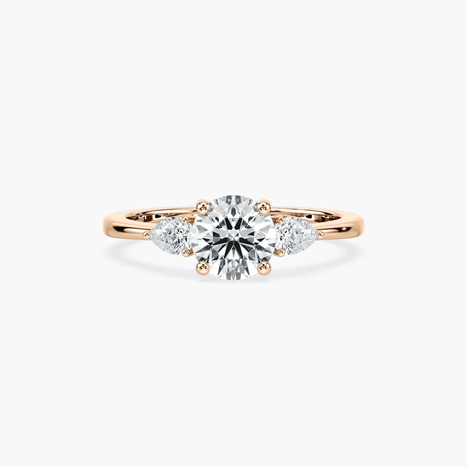 1 Carat Round Three Stone Flourish  Ring