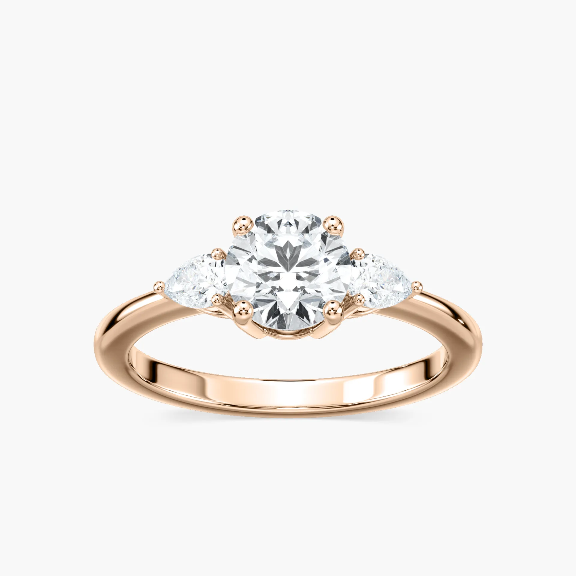 1 Carat Round Three Stone Flourish  Ring